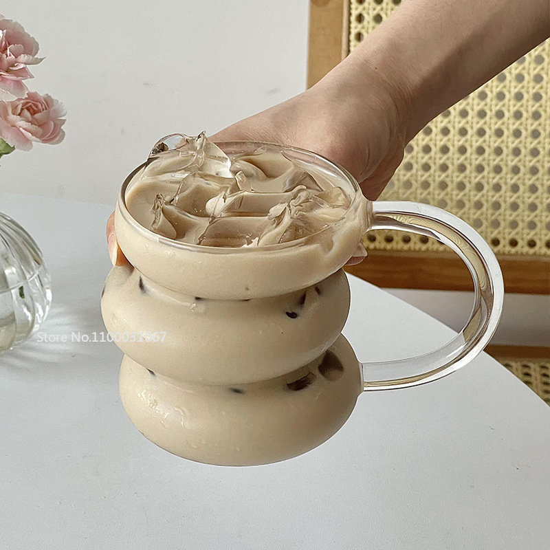 Tasse en Verre Transparent à Rayures