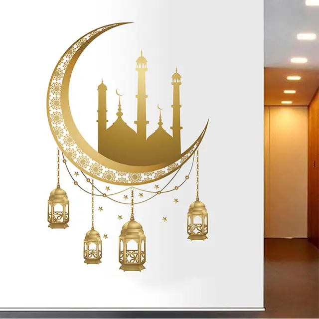 Calcomanías para decoración de pared de Ramadán calcomanías de pared  musulmanas islámicas Eid Mubarak Ramadán decoración de farol camello luna –  Yaxa Guatemala