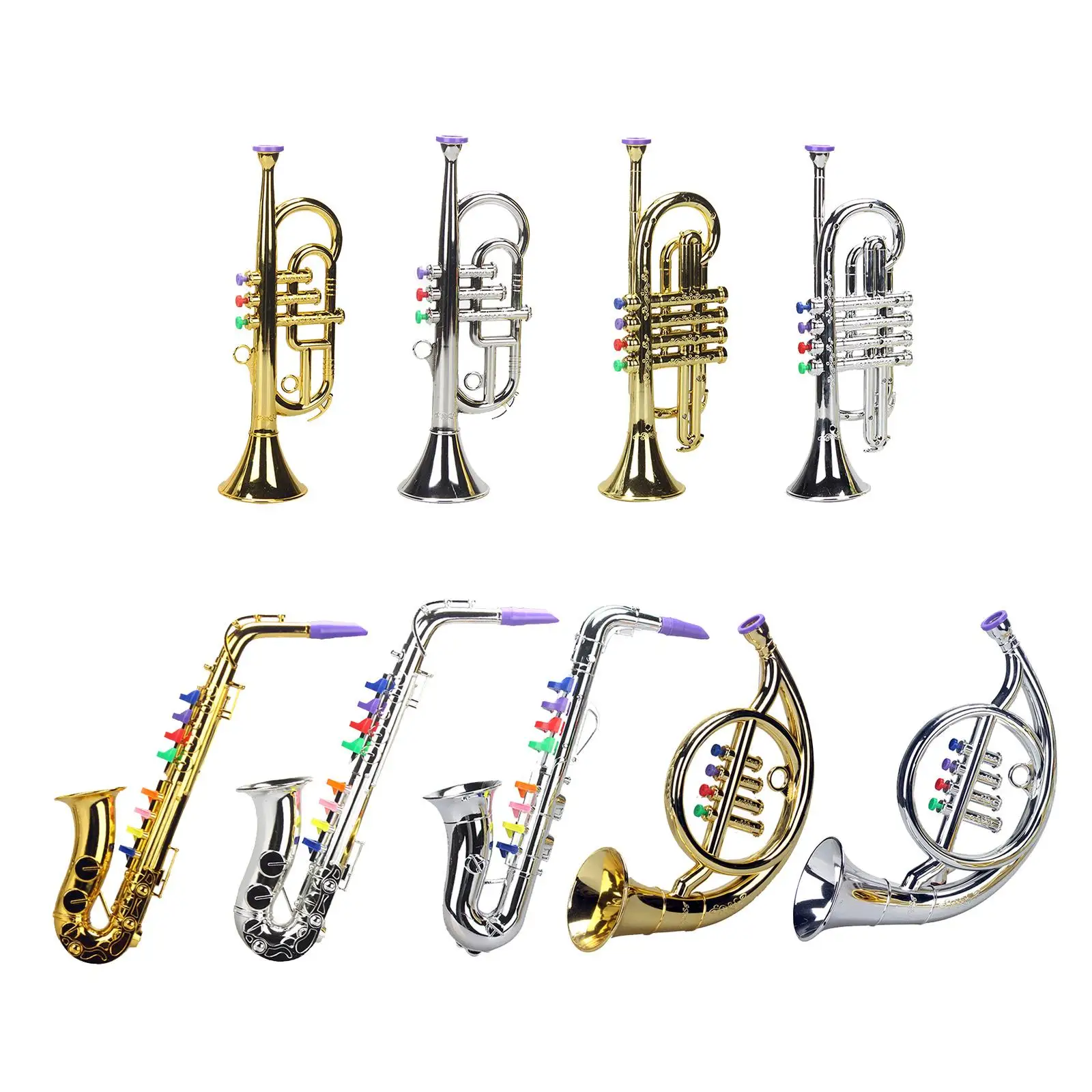 Musical 8 Tones Metallic Saxophone Instruments for Party Preschool Children