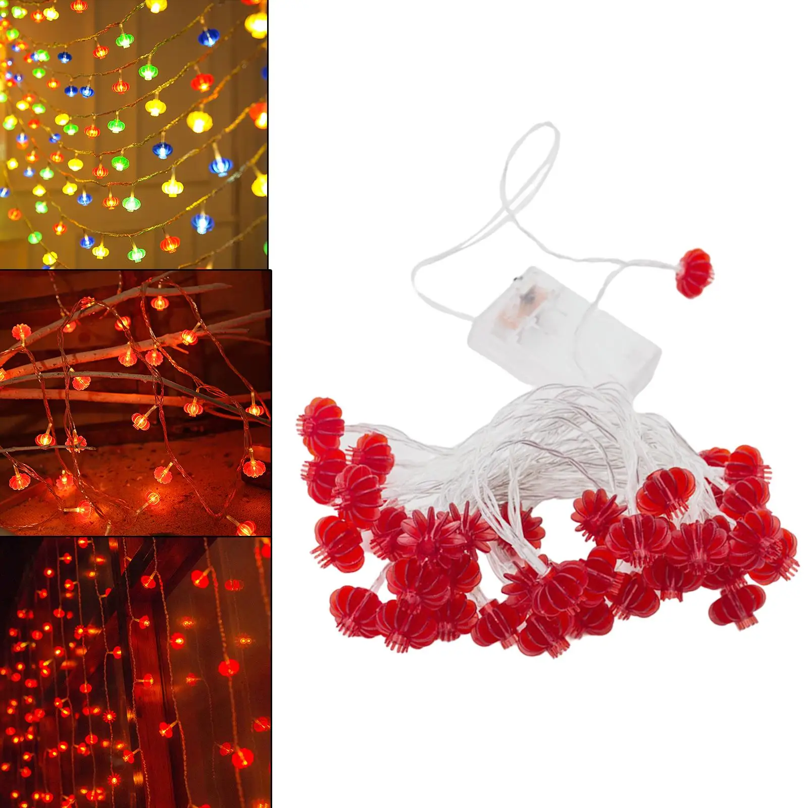 LED String Lights Red Lantern Copper Wire Chinese New Year Hanging Fairy Light for Xmas Wedding Party Home Decoration
