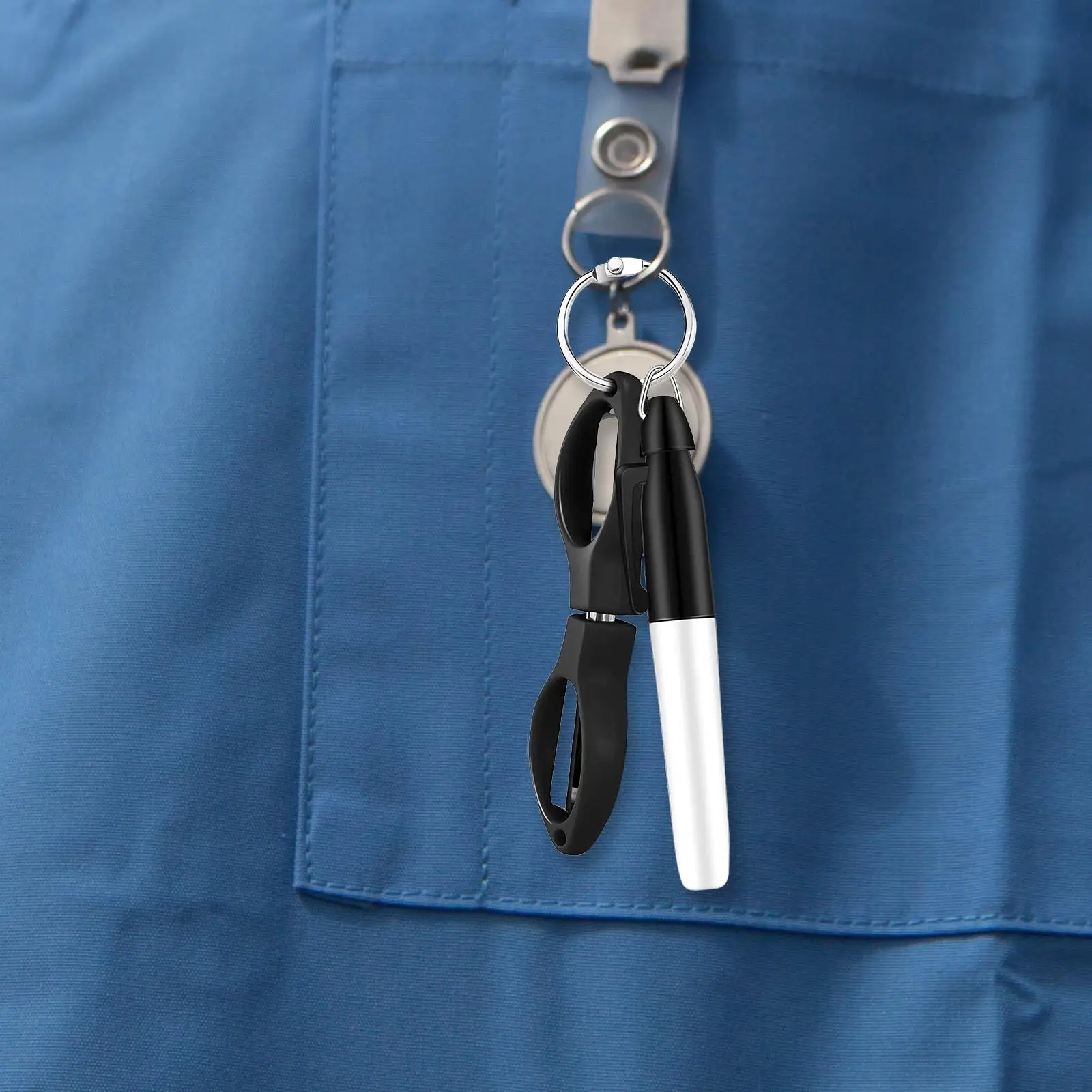 15 Pack Nurse Pen Set Multifuction Foldable Scissors Medical Mini Permanent Markers Compact Keychain Folding Safety Scissors