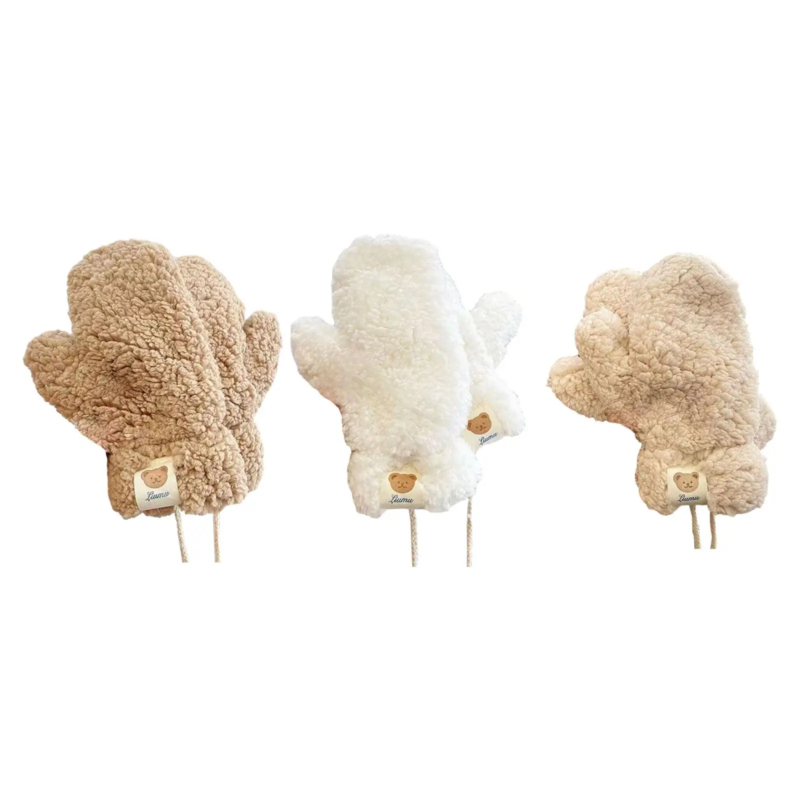 Cute Bear Gloves Thickened Fashion Fingerless Gloves for Girls Teens Outdoor