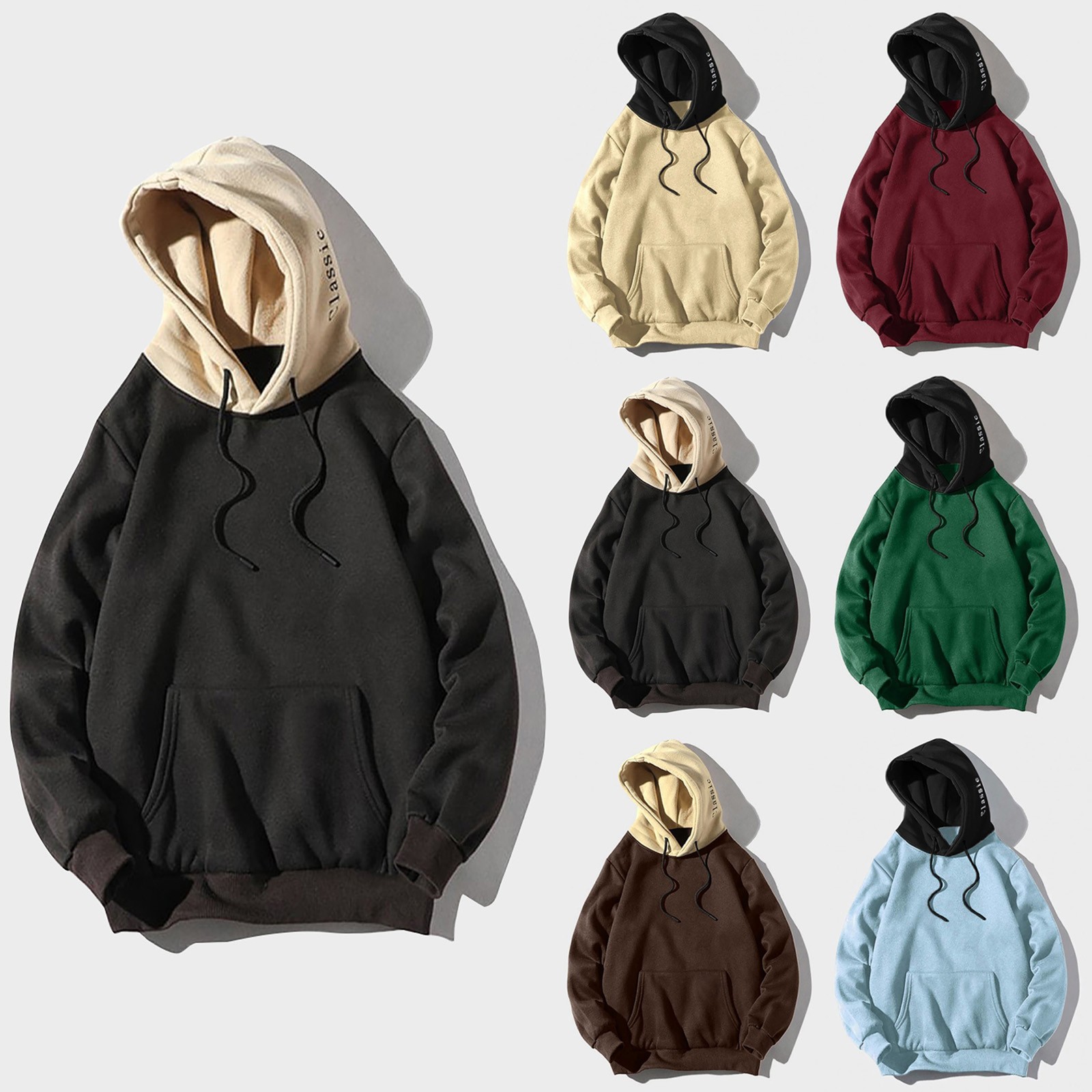 Sudadera con capucha de retales para hombre, Top con bolsillos, abrigo Harajuku, abrigos sueltos, Tops informales para estudiantes