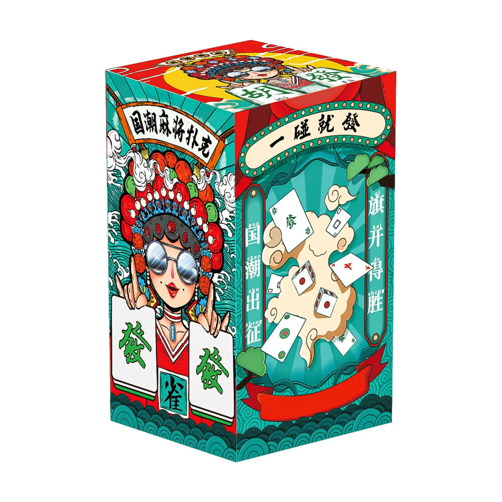 mAh Jongg Playing Cards Traditional Chinese Version Game with 2 Dice Family Gathering Compact Party Playing Supplies 144 Tiles
