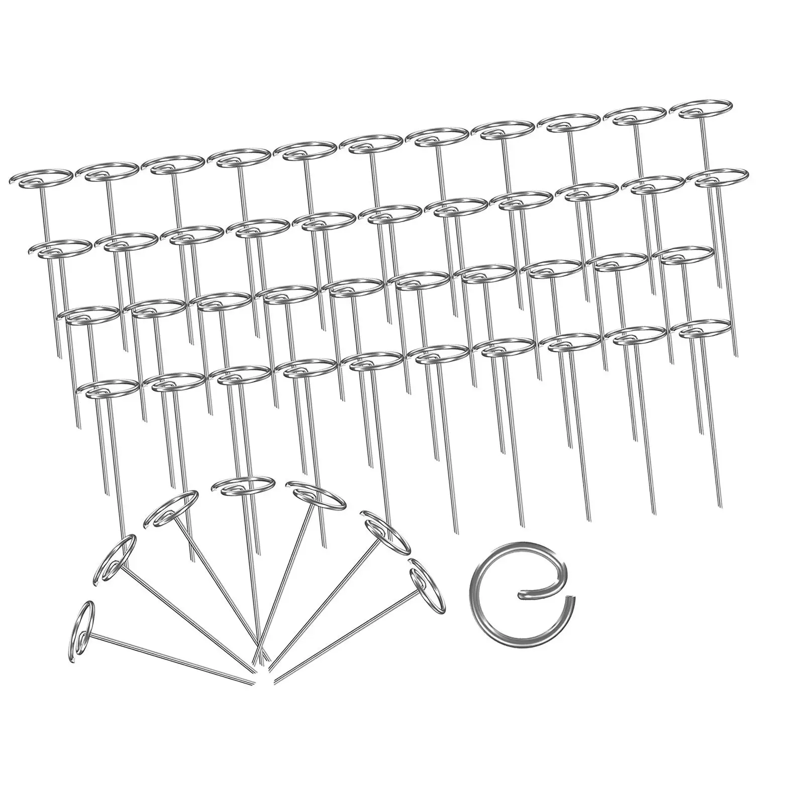 50Pcs Galvanized Steel Circle Top Pins Barrier Pins Landscape Pins Sod Staples for Landscaping Barrier Garden Yard Fabric