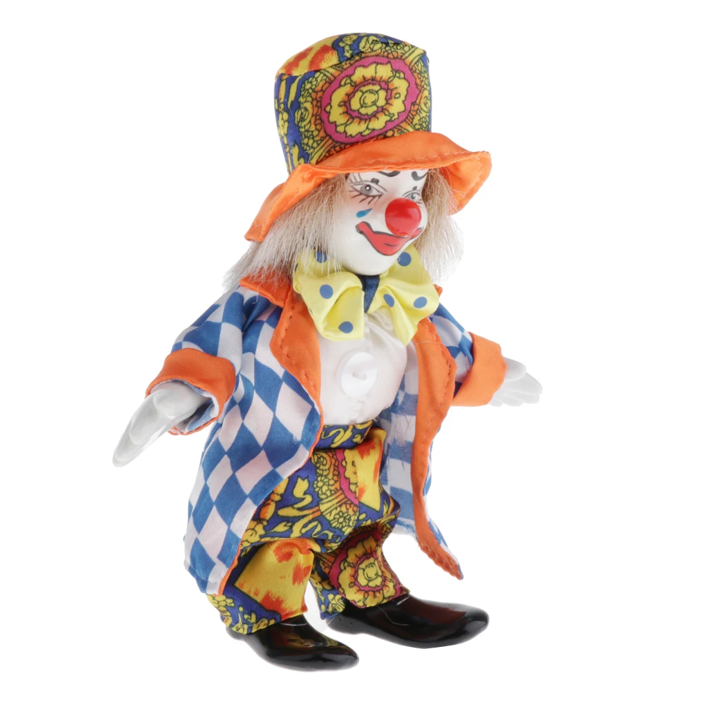 Standing Clown Doll Clown Figure Porcelain Jester Doll with Outfits for Kids Children Christmas Gift