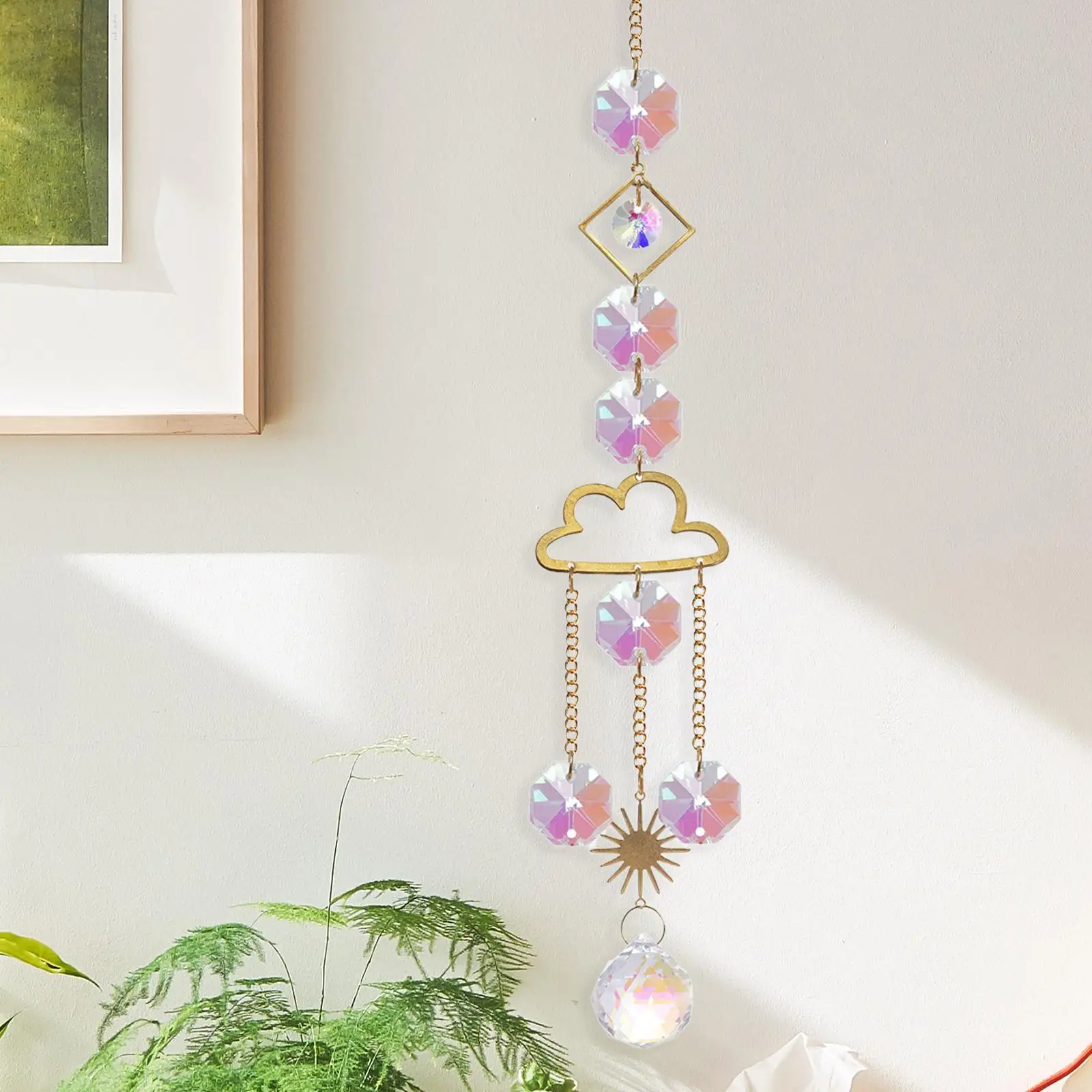 Hanging  Decor Ornaments Gold Decoration Gifts Crystal Rainbow  Pendant for Windows Garden Courtyard Yard Outside