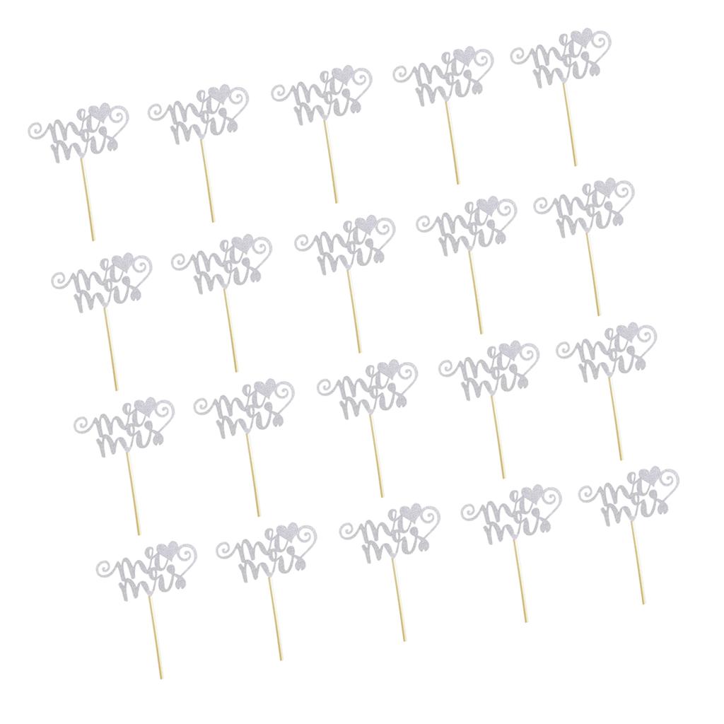 20pcs/set Glitter Paper Wedding Mr & Mrs Heart Cake Cupcake Topper Pick Decor for Wedding Party Anniversary Accessories 20pcs/set Glitter Paper Wedding Mr & Mrs Heart Cake Cupcake Topper Pick Decor for Wedding Party Anniversary Accessories