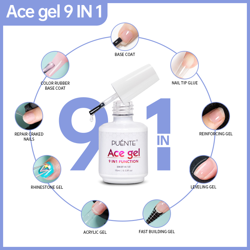 Best of 15ML Ace Gel 9-in-1 Nail Glue Gel Nail Polish Transparent Clear Function UV Gel Soak Off Nail Art Gel Varnish Thickness Base Gel Reviews & Tips - Image 2