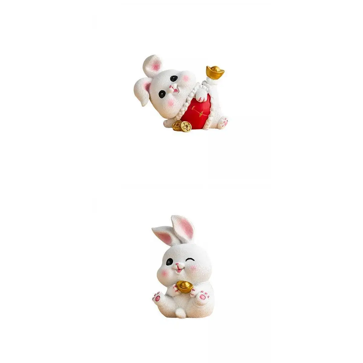 Chinese New Year Rabbit Statue Miniature Crafts Desktop Ornament for Bedroom