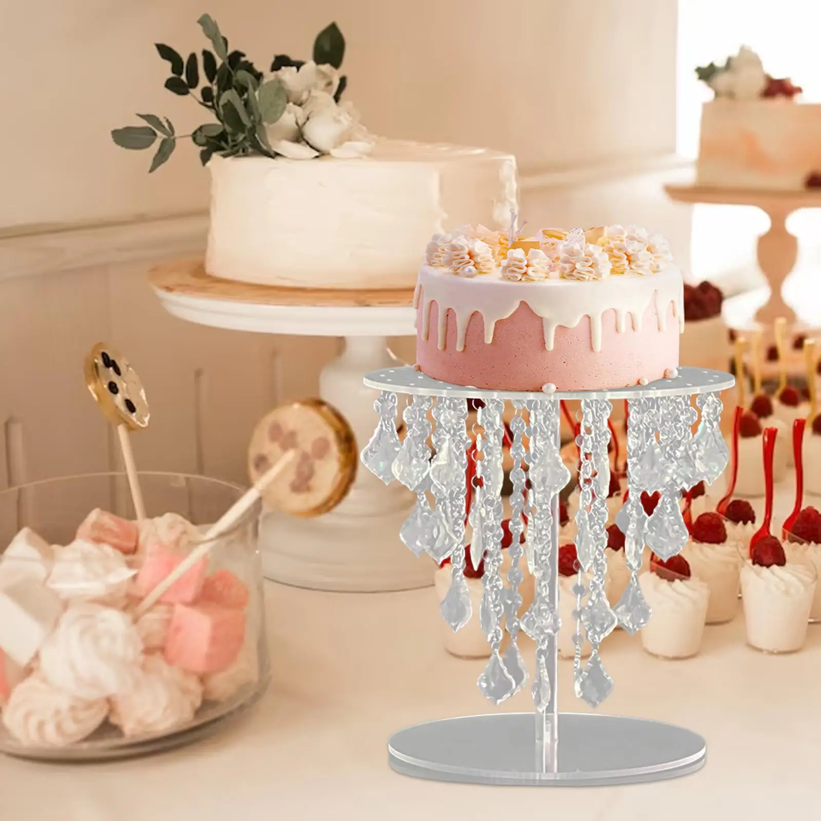Wedding Centerpieces Stand Cake Stand Shiny Pndants Elegant Tabletop Flower Vase for Wedding Birthday Holiday Festivals