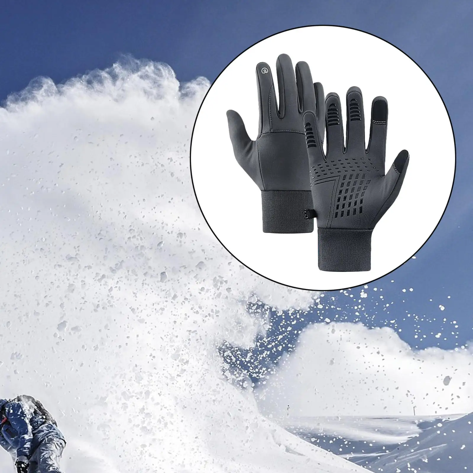 Women Winter Touch Screen Waterproof Black Non Slip Palm Comfortable Touchscreen Warm Mittens for Biking Climbing Outdoor