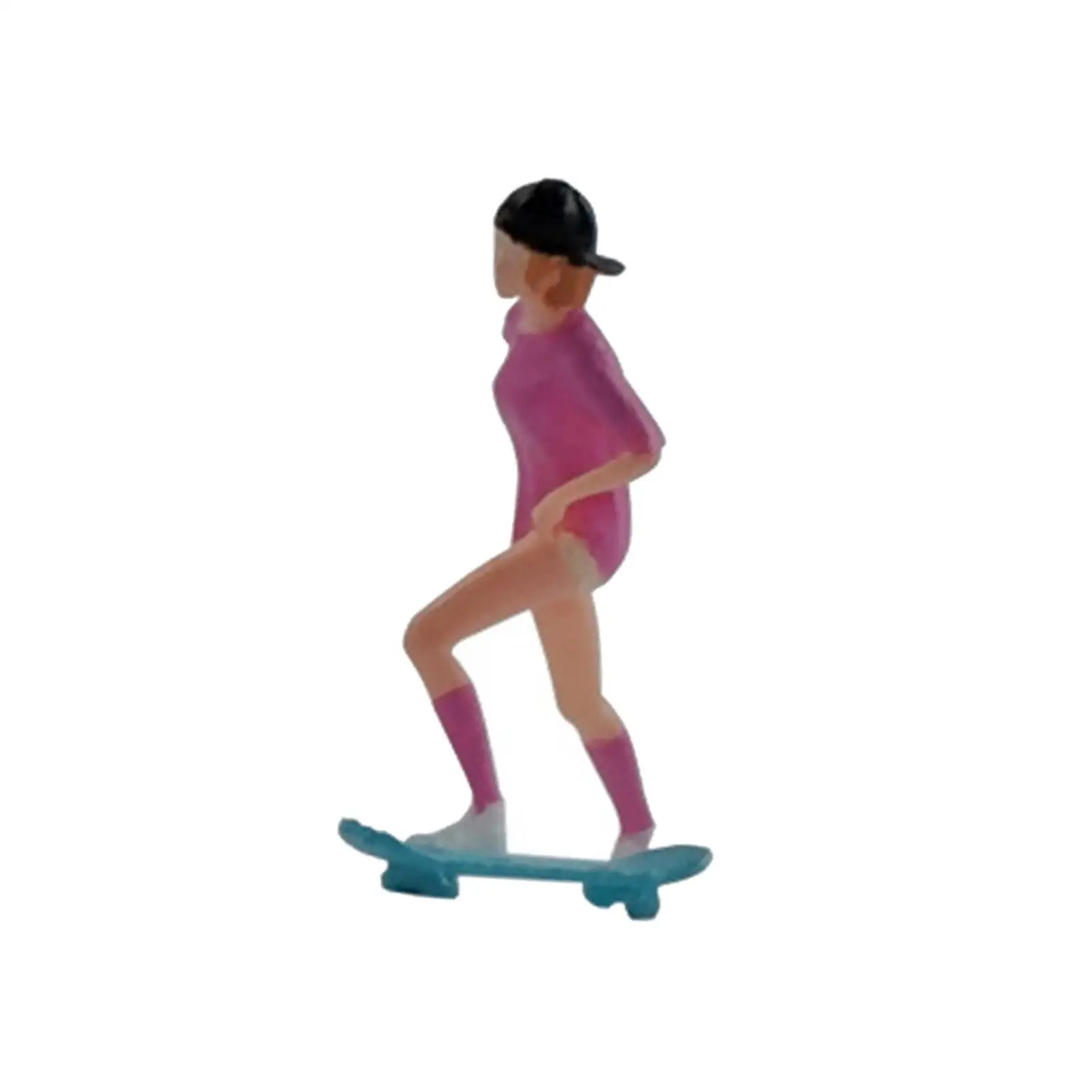 1/64 Diorama Figures Model Skateboard Girl Tiny People for Layout Ornament