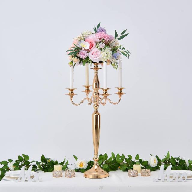 Candelabro Centrotavola 8 Bracci - Set 4 Pezzi In Metallo, Design Elegante - Foto 14