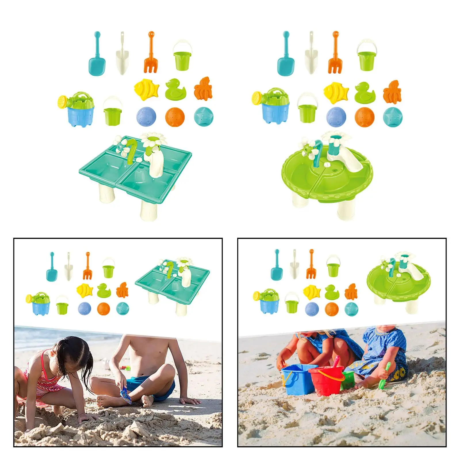13Pcs Kids Beach Summer Toys Sand and Water Table for Activity Backyard Boys