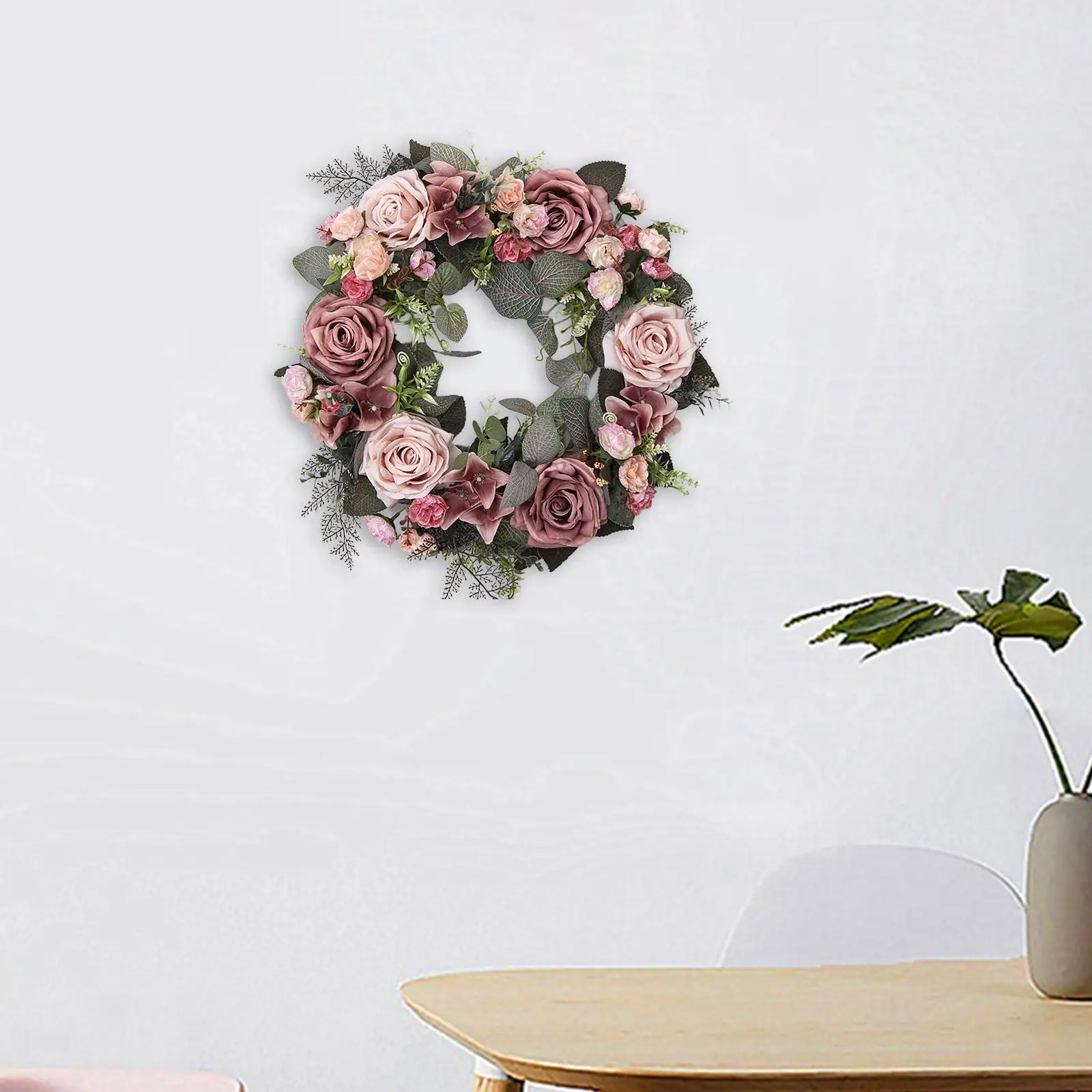 45cm Artificial Wreath Floral Swag Garland Hanging Wreath Arrangements Flower Wreath for Wedding Wall Decor Ornament