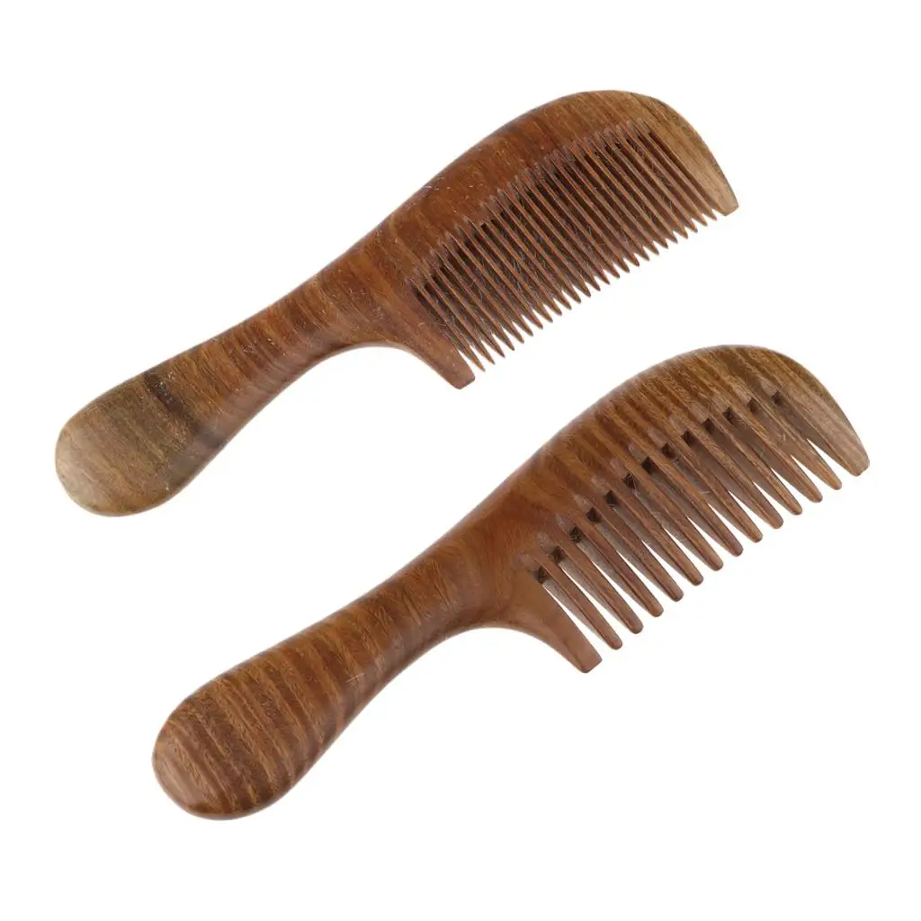  Detangling Comb Hairbrush Handmade Green  Wooden Combs - Wide/Fine 