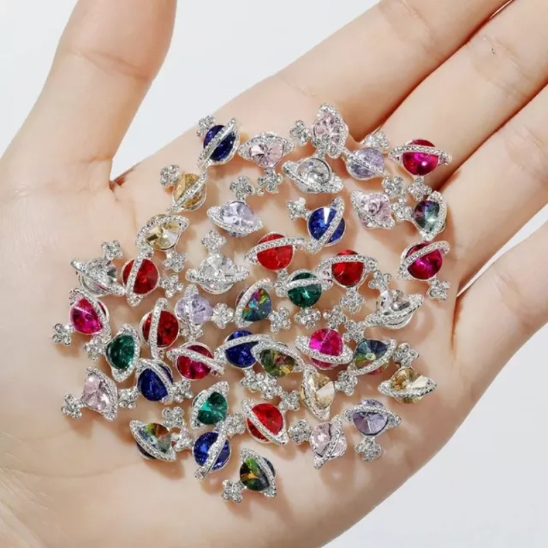 Best of 10pcs Planet Nail Charms Alloy Jewelry Luxury Diamond Nail Parts Gems Stones Crystal Rhinestones Nail Art Decoration Accessories Reviews & Tips