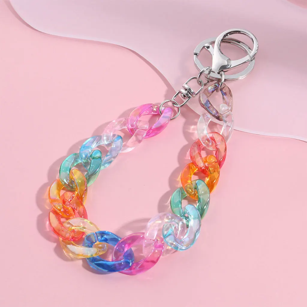 Colorful Acrylic  Chain Lobster Clasp Keychains for Necklace Bracelet Making Colorful Chain Plastic Chain s