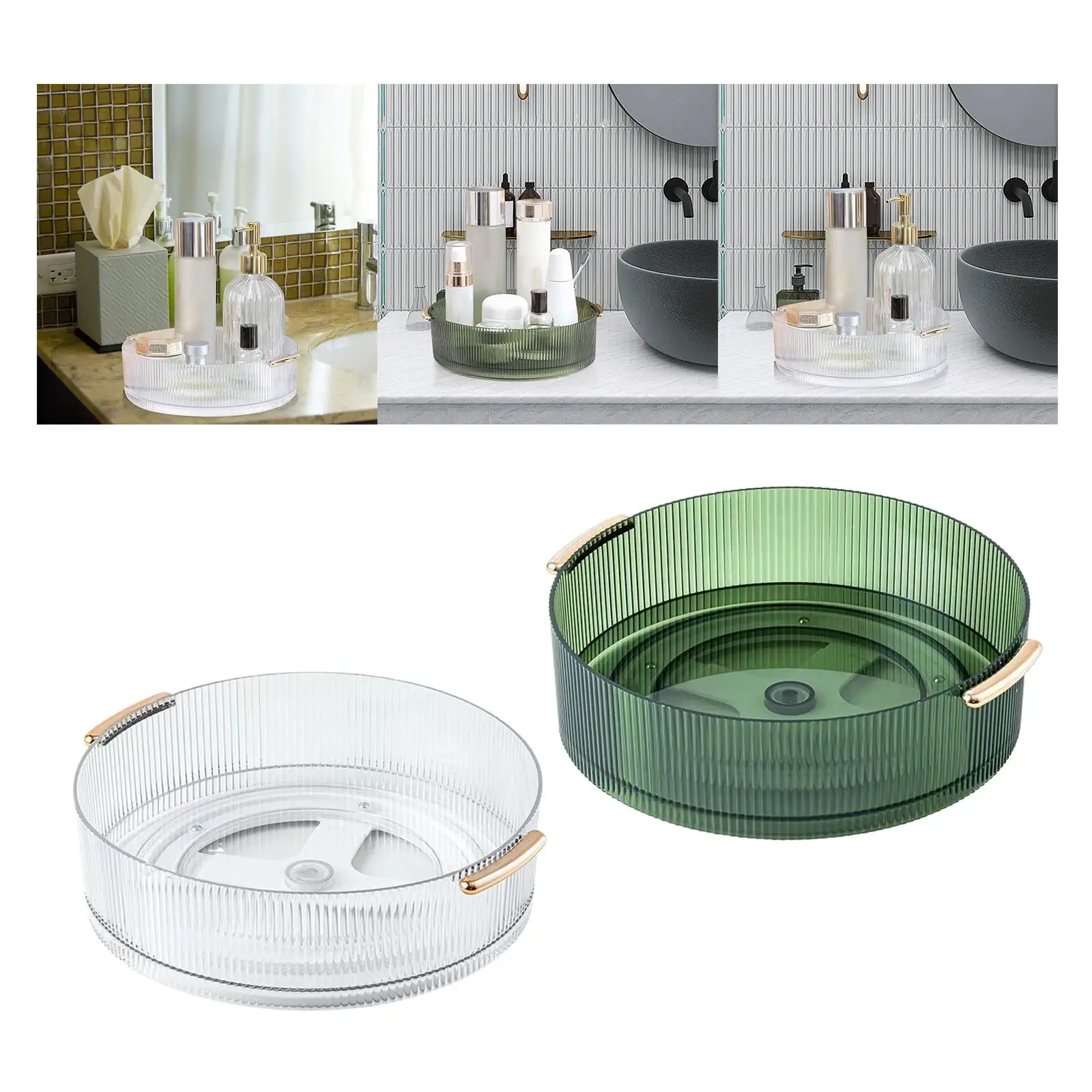 Multipurpose Storage Tray Holder Ornaments Round Rotatable Container Display Trays for Sundries Bedroom Jewelry Desktop Bathroom