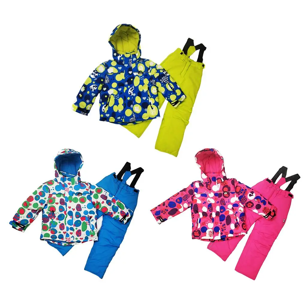 Gilrs Boys Ski Jacket and Snowbib Snowsuit Set for Snowboarding Skiing Outdoor