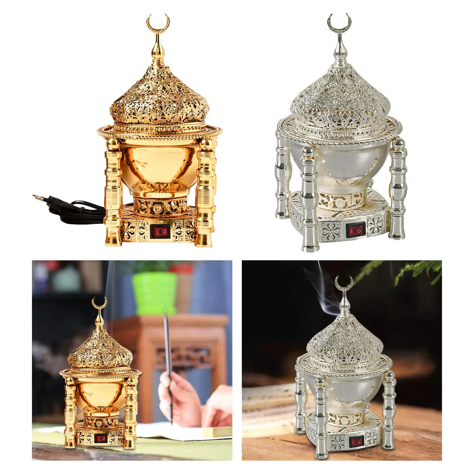 Electric Arabian Incense Diffuser Metal Gift Accessories Fragrance for Bedroom SPA Meditation Home Decor Office