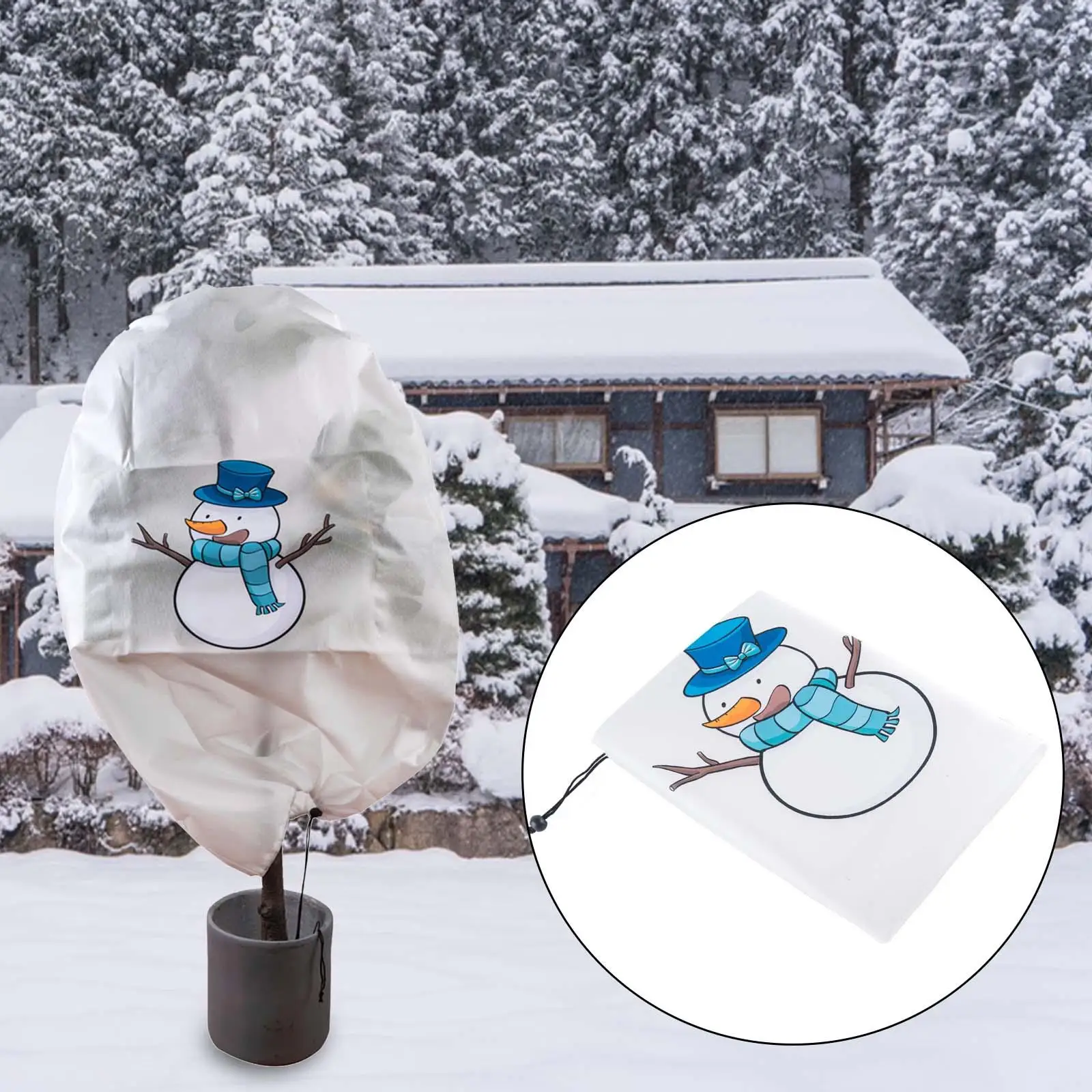 Plant Freeze Protection Heavy Duty Snowman Printing Tree Frost Fabric Warm Bag Frost Blankets Winter Shrub Cover for Fruit Tree