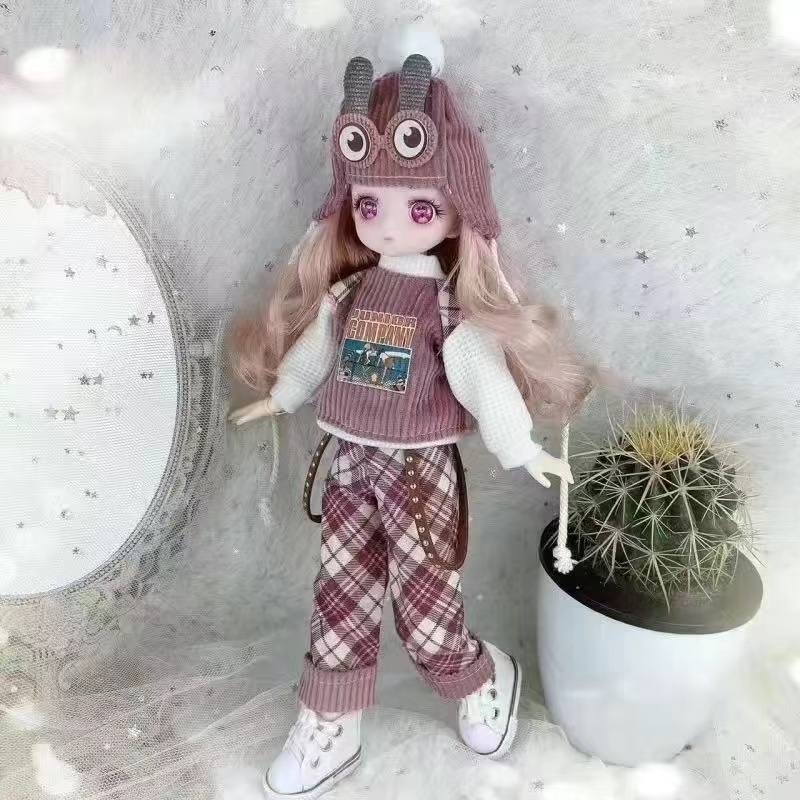 30cm Kawaii BJD Doll Girl 6 Points Joint Movable Doll with Fashion Clothes Soft Hair Dress Up Girl Toys Birthday Gift Doll New