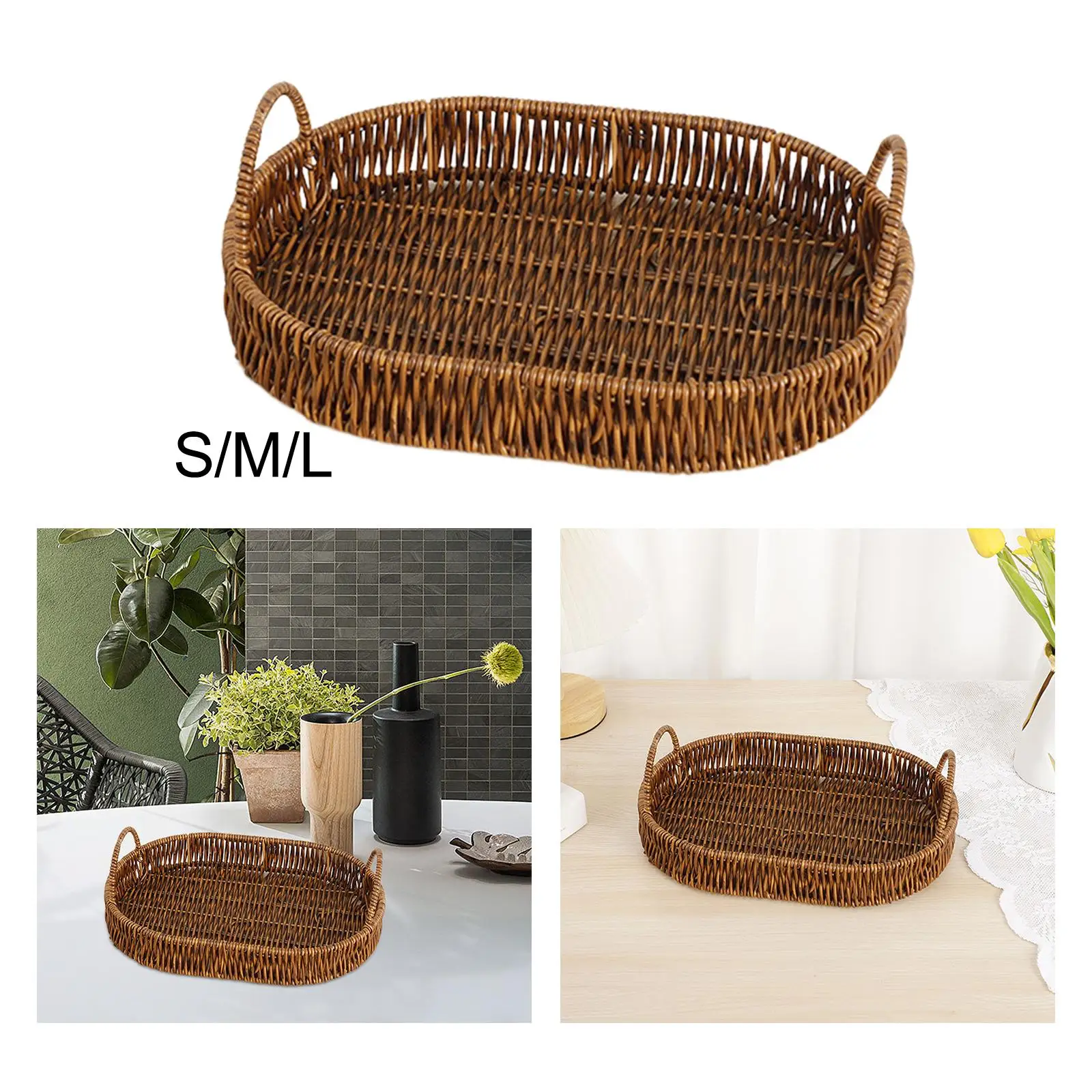 Handmade Woven Fruit Basket Organizer Decorative Wicker Woven Basket for Dining Coffee Table Restaurant Vegetables Hotel Fruits