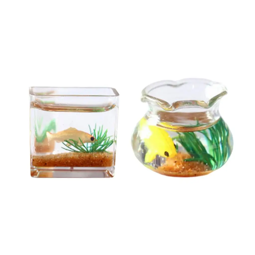 Dollhouse Fish Tank Dollhouse Decor Miniature Goldfish Bowl for Xmas Gifts