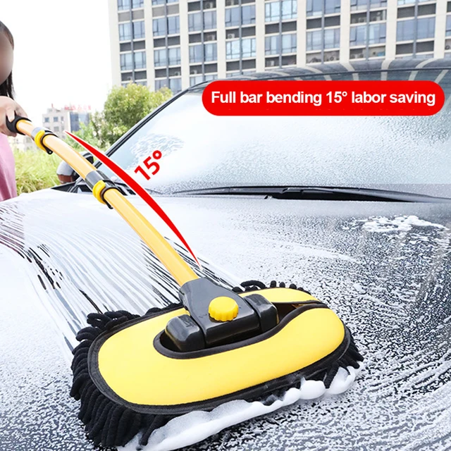 Car Wash Brush Adjustable Telescoping Long Handle Cleaning Mop 15° Bend Car  Cleaning Brush Chenille Broom Auto Accessories - AliExpress