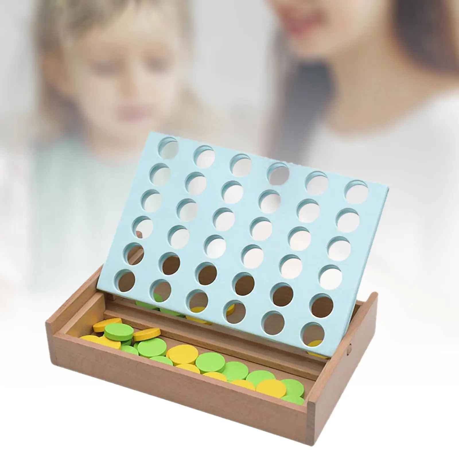 4 in A Row Wooden Board Game Connect Game Classic Strategy Game for Boys Girls Children 3 Years Old Camping Adults
