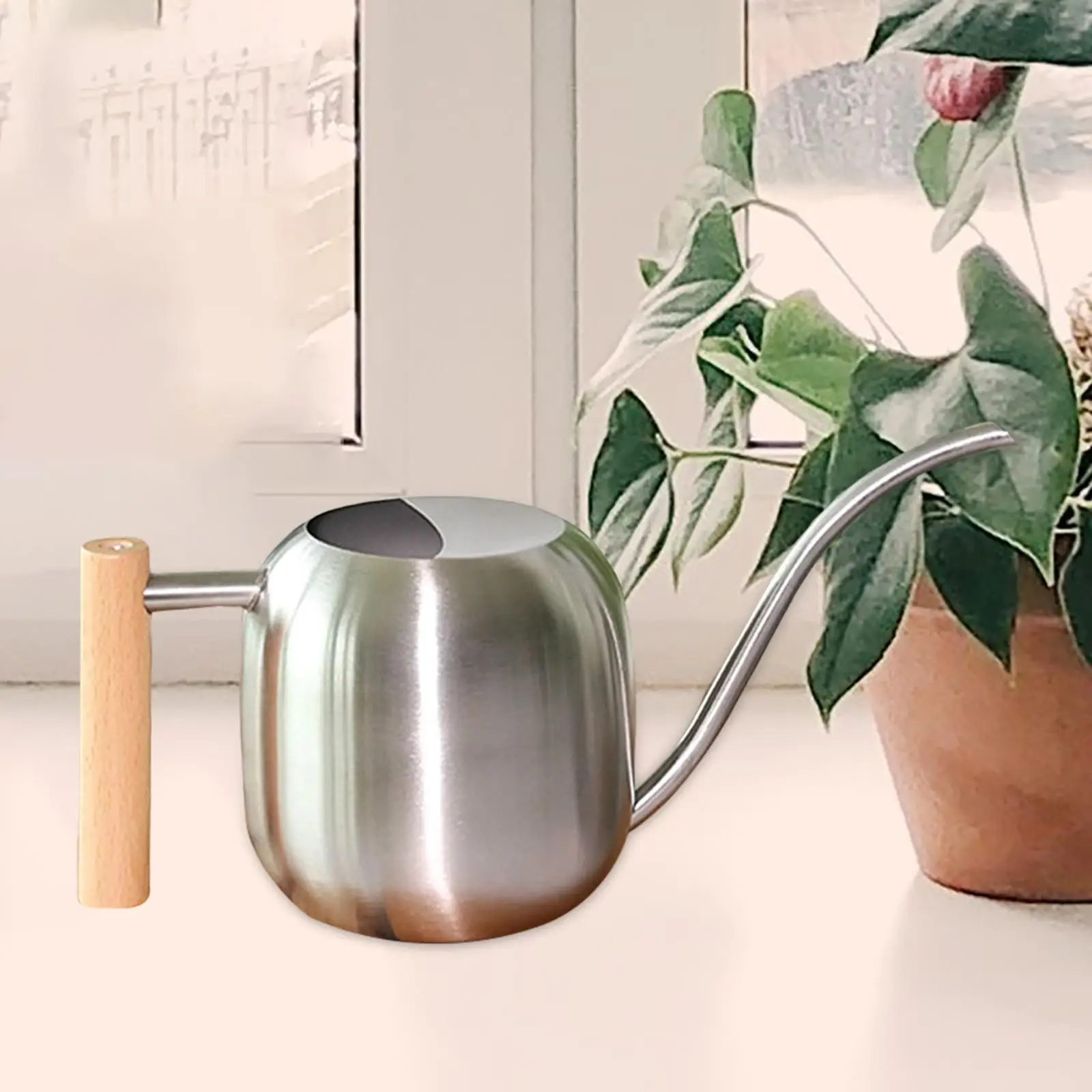 Stainless Steel Watering Can Indoor Plants 1.2L Mini Watering Can for Yard Flower