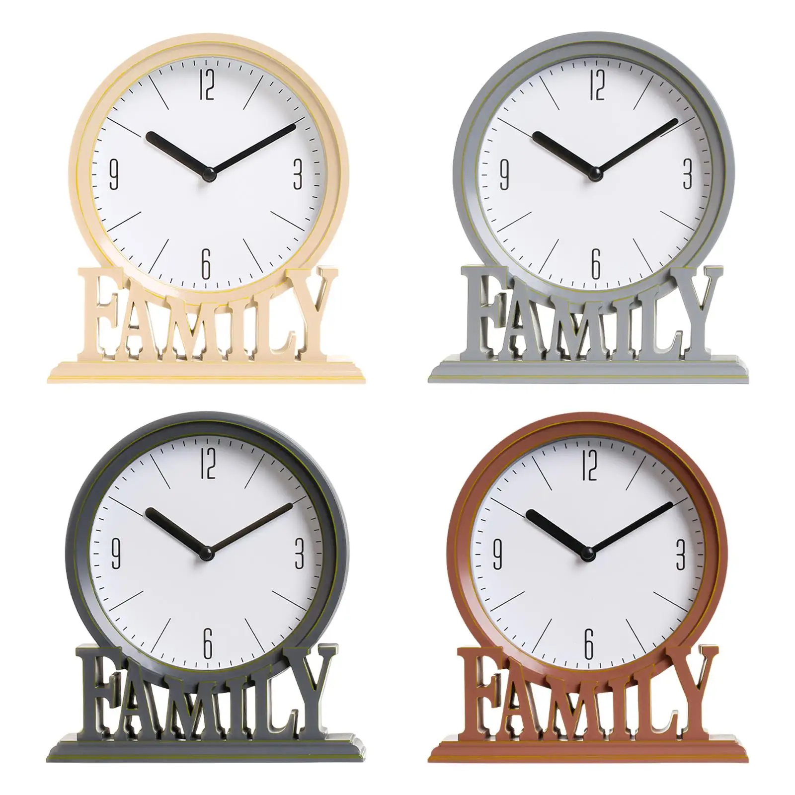 Table Clocks Shelf Silent Fireplace Desk Clock for Bathroom Home Office Living Room Hotel