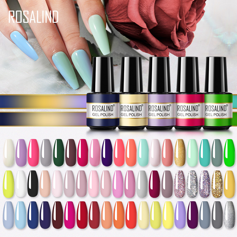 Best of ROSALIND Pure Color Gel Nail Polish Glitter Gel Varnishes All For Nails Manicure Nail Art Base Top Coat UV Lamp Semi Permanent G Reviews & Tips