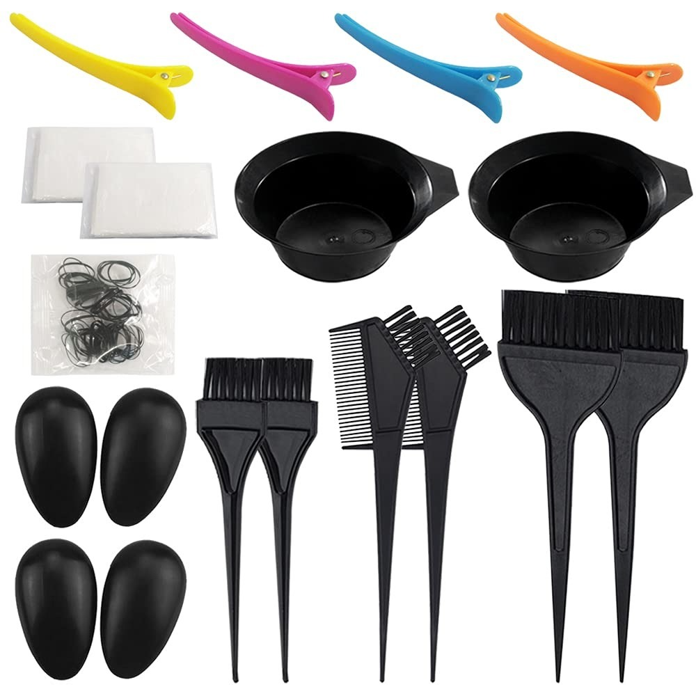 Description Picture 6 of itemGlitter Pink Black Hair Coloring Tint Dye Comb Cape Bowl with Brush Tools Set