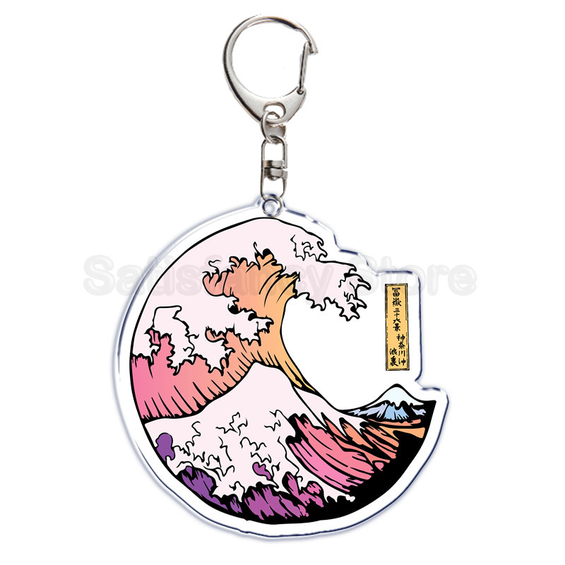 Retro Art Die Große Welle von Kanagawa Keychain Schlüssel Kette für Zubehör Nette Tasche Anhänger Schlüssel Ring Schmuck Geschenk – Detail 11