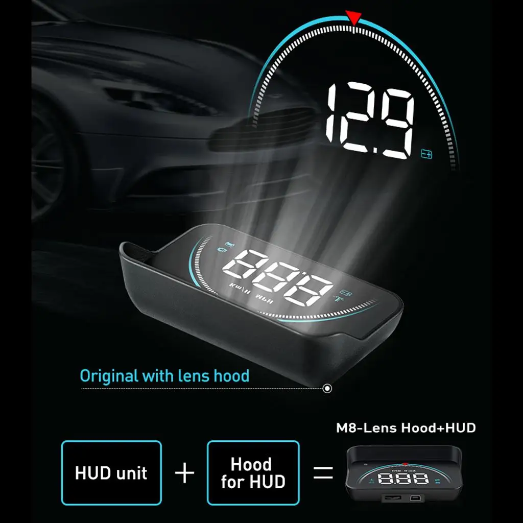 M8 Car HUD Head Up Display OBD2 II Overspeed Warning System Projector Windshield Auto Electronic Voltage Alarm RPM Car Styling