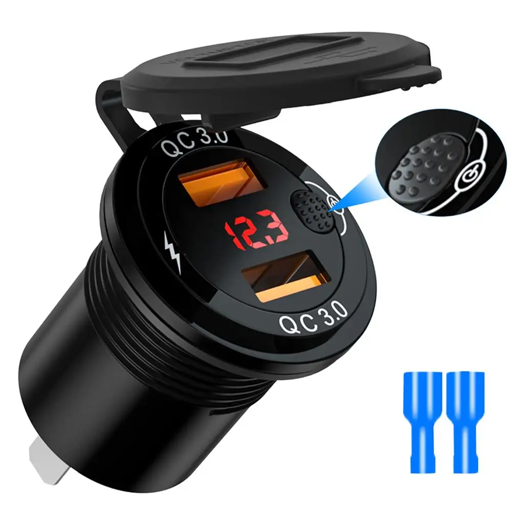 QC 3.0 Dual USB Car Charger  Charge w/  Lighter Adapter for  Truck RV Waterproof