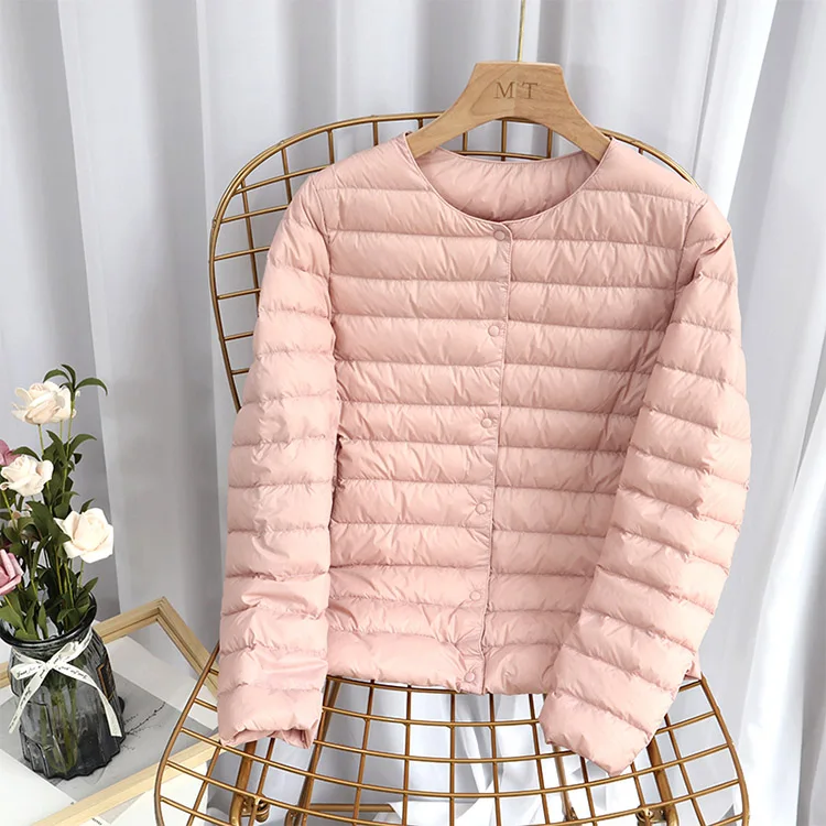 Schinteon Women Ultralight Down Jacket 90% White Duck Down Slim Coat Thin Inner Bottoming Short Garment Winte Autumn Outwear