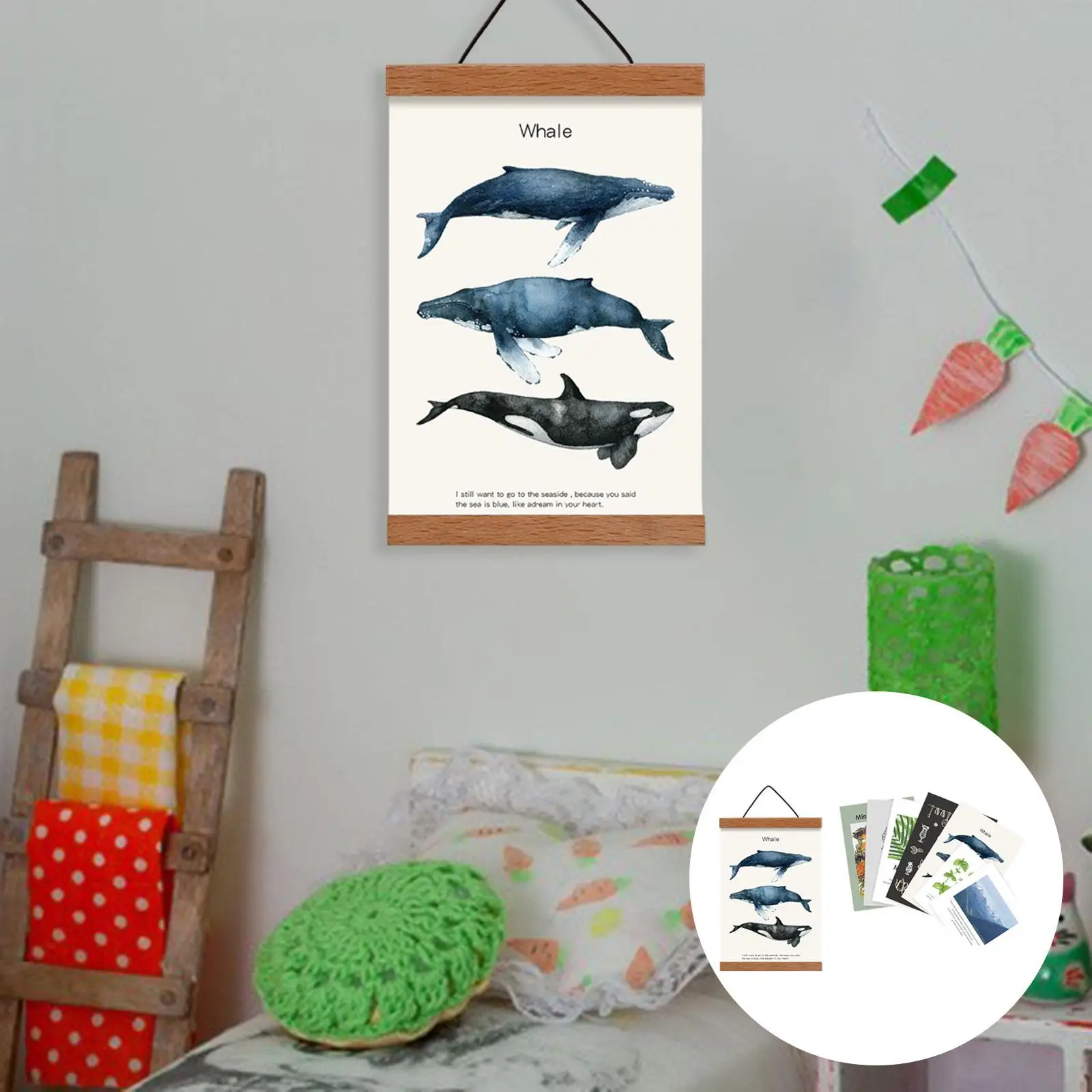 Simulation Dollhouse Poster with Hanging Rack DIY Scene for Children Kids