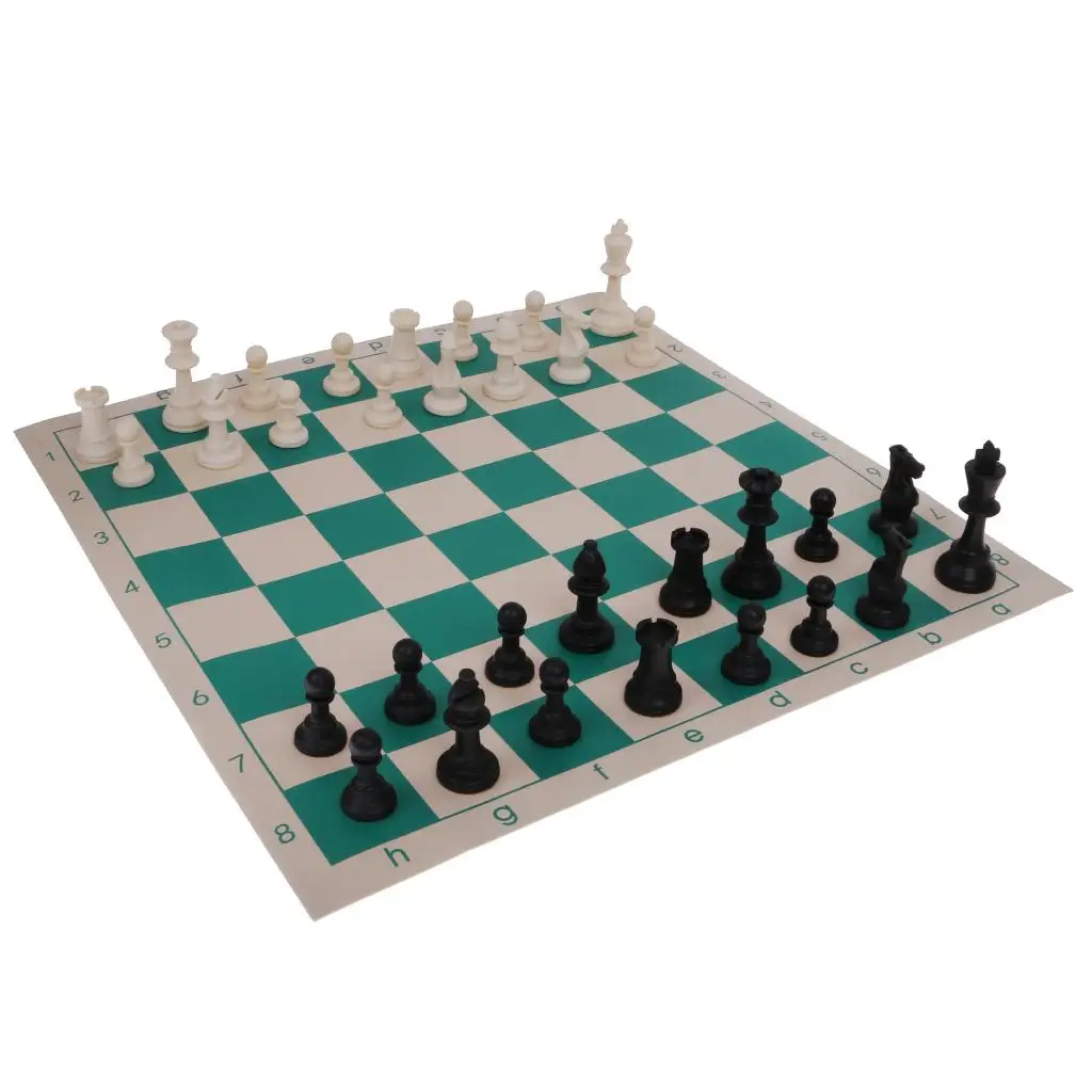 Portable Chess Game Travel Game with Roll Up Chessboard Kids 50,5 X 50 Cm