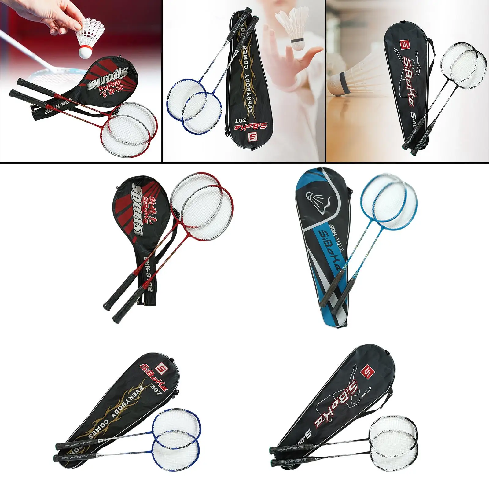 2 Pieces Badminton Racquet Set Durable Badminton Rackets for Children Adults