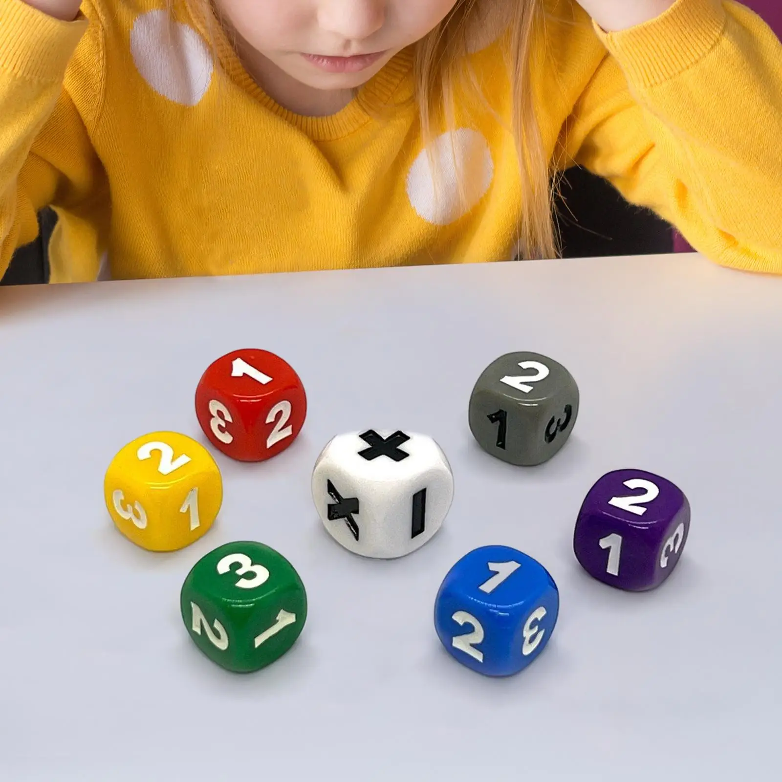 7Pcs Acrylic Teaching Dice for Children Classroom Accessories Party