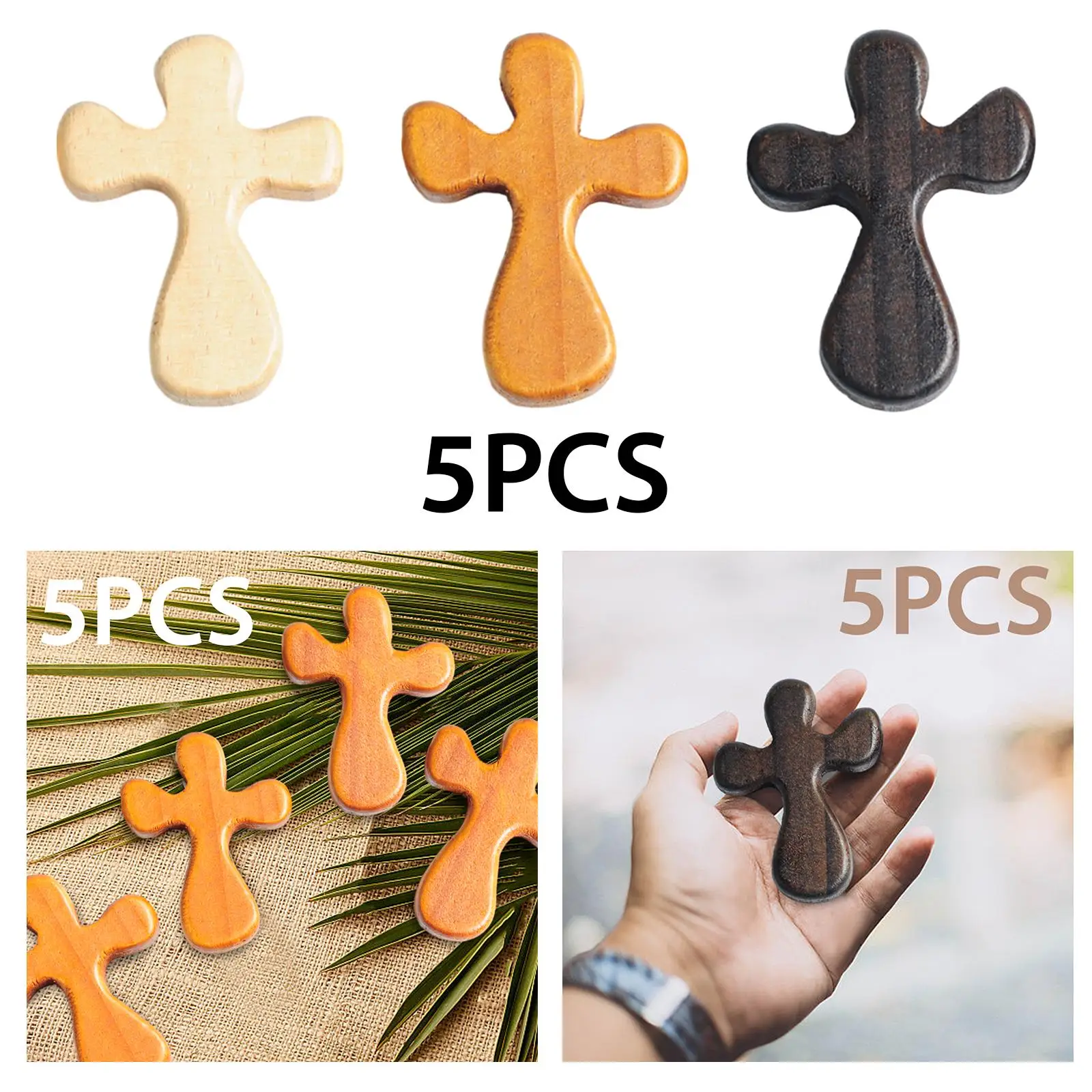 5x Prayer Cross Holy Land Clinging Palm Decor Religious Gift Colleague Wood