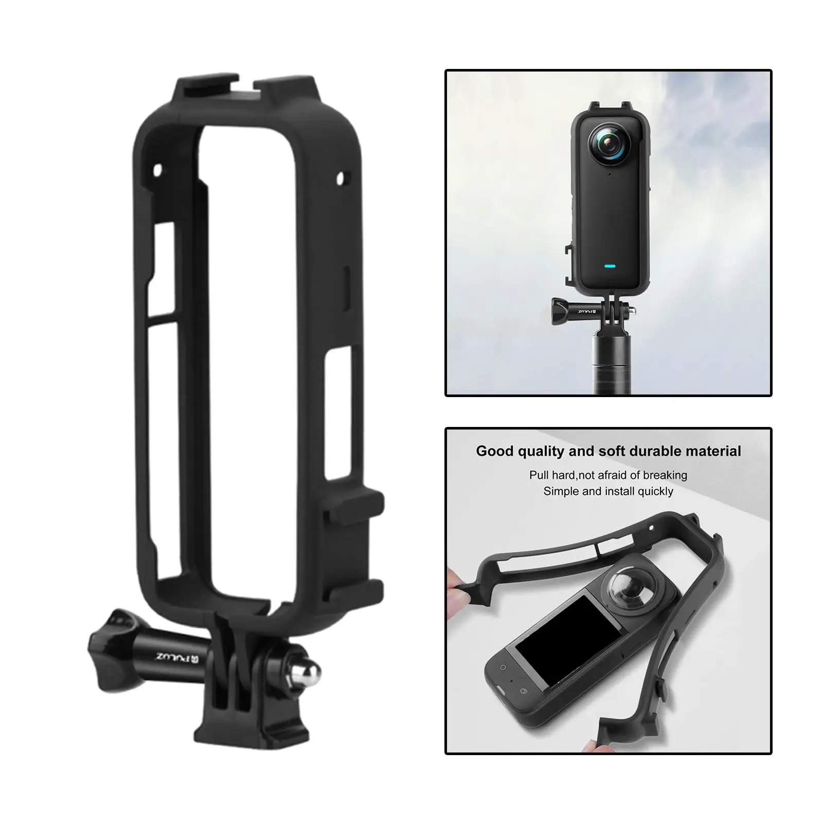 Protective Frame Case with 1/4 Screw Hole Camera Tripod Adapter Mount Cage for One x3 Durable
