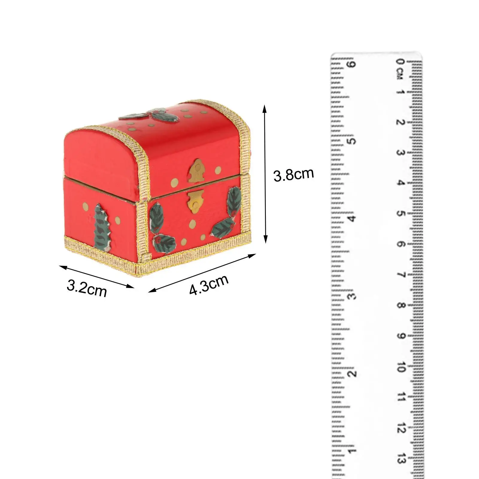 Christmas 1:12 Scale Miniature Treasure Chest Xmas Keepsake Box for Micro Landscape Photo Props Life Scene Dollhouse Accessories