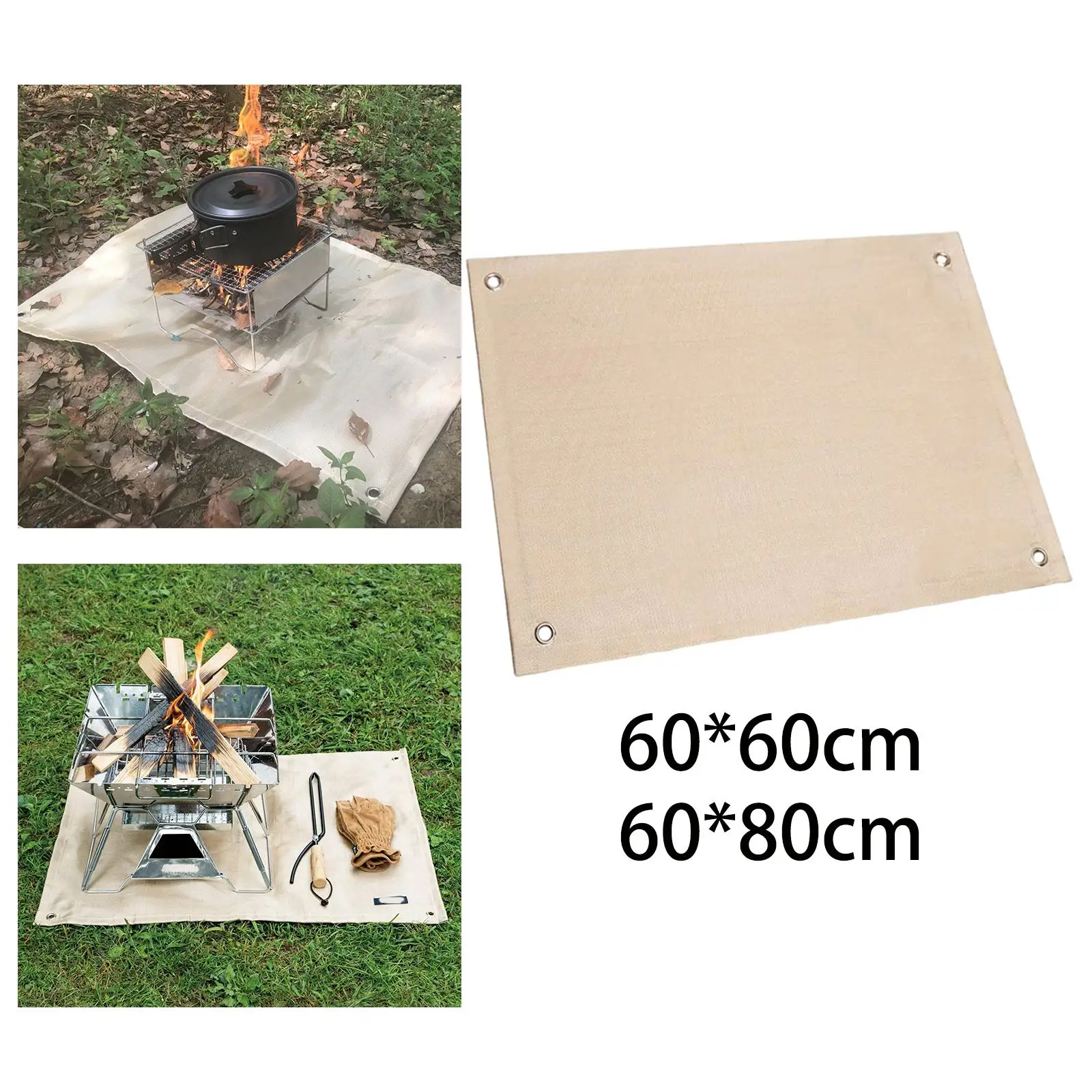 Glass Fiber Camping Fire Blanket High Temperature Resistant Protective Shockproof Fireproof Mat for Stove Picnics Lawn BBQ Deck