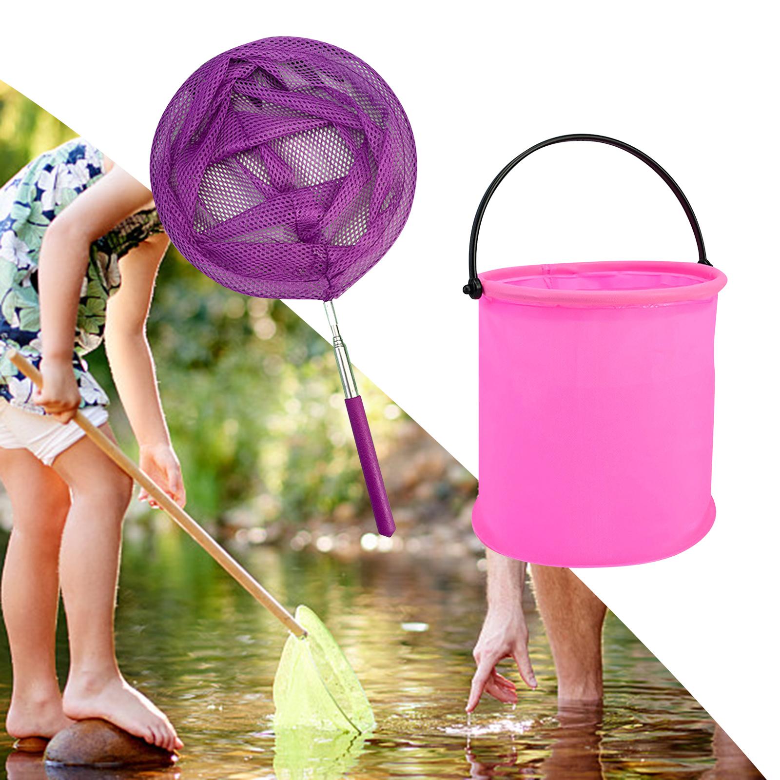 Children's Fishing Net Extendable Kids Toy Retractable Catch and Release for Travel Beach Outdoor Playing Butterfly Caterpillar