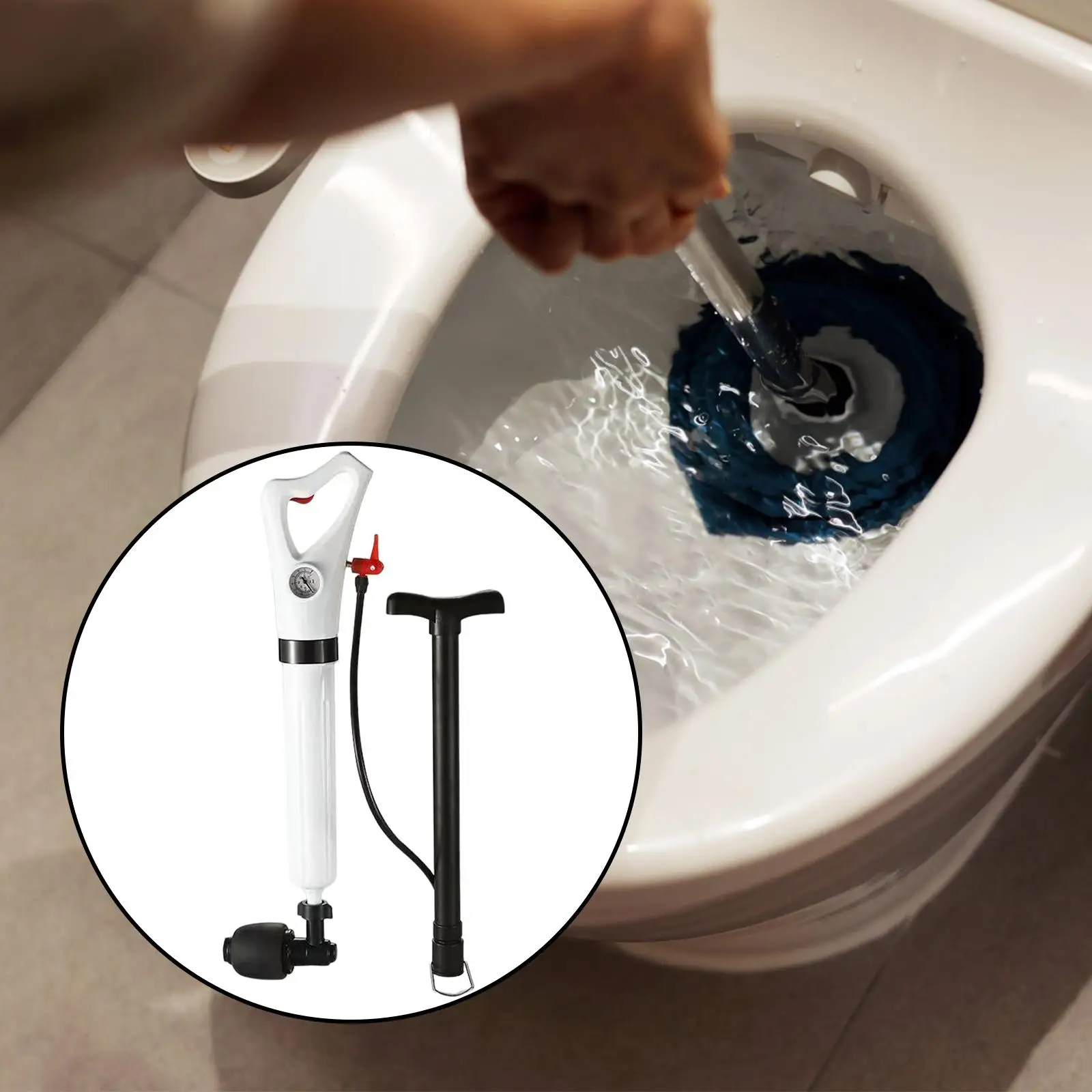 Toilet Plunger set Air drain Clog Remover Replaceable Heads Sewer Dredge Tool for Hotel